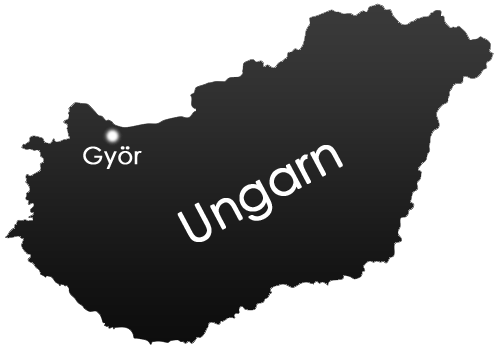 Karte mit Position von Györ in Ungarn